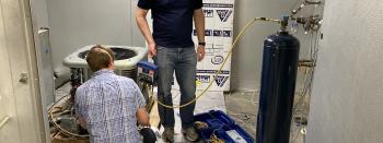 Testing near-term heat pump at Western Cooling Efficiency Center laboratory.