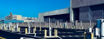 Chargers installed at the air force base, including 31 single port level 2 chargers and 5 dual port level 3 chargers
