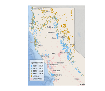 Spatial variability of net carbon intensity assuming all residue material decays.cay