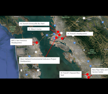 Map of key project locations, including testing and demonstration sites. 