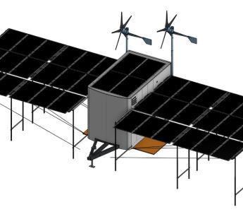 OCC-MORBUG with deployed solar and wind turbines. 