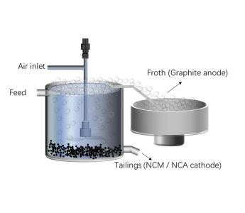 Froth flotation process diagram for cathode and anode recovery