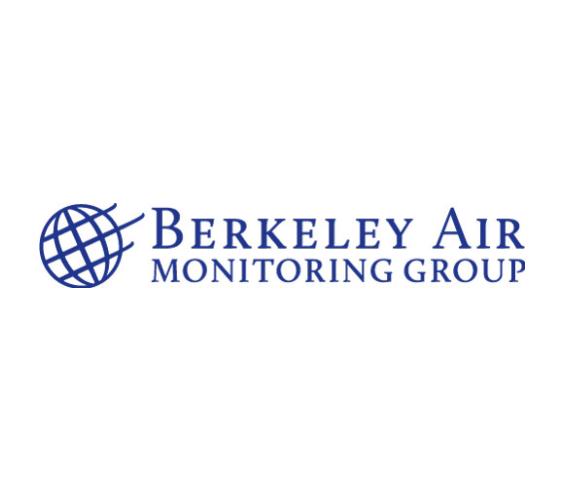Berkeley Air logo: a midtone blue globe with meridians and parallels sits on a diagonal slant, with parallels extending beyond the globe shape