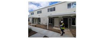Prefab retrofit exterior panels at CDR buildings in Corona, CA