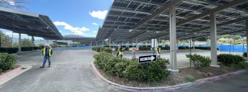 The Carport Solar PV system installed, which will provide the power for the Amber Kinetics containerized flywheel system